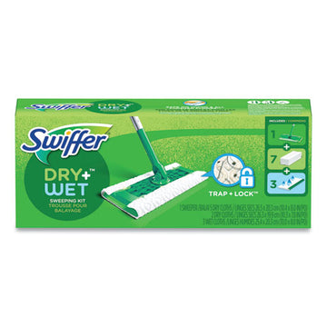 Swiffer® Sweeper Mop, 10 X 4.8 White Cloth Head, 46" Green-silver Aluminum-plastic Handle, 6-carton freeshipping - TVN Wholesale